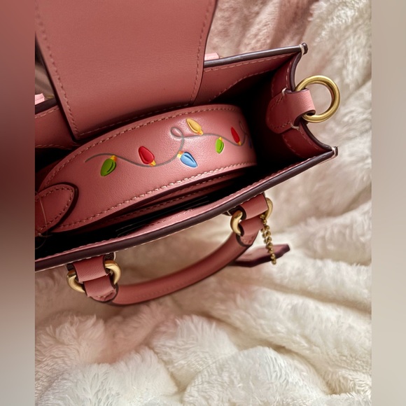 NEW Disney X Coach Blush Multi Leather Mini Tote Ice Skate Motif Mickey & Minnie - Picture 3 of 16